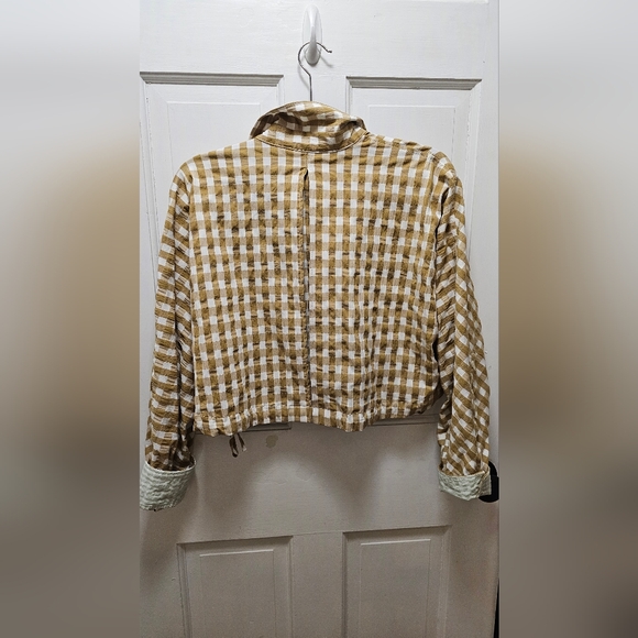 Zara Gingham cropped shirt/Jacket Button Front Size Medium - Picture 6 of 12